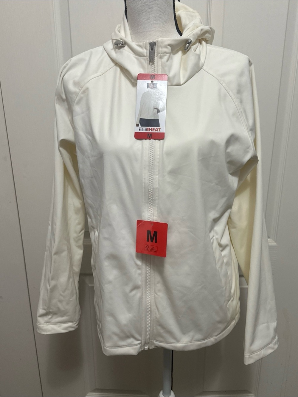 32 Degrees Cream Hooded Utility Jacket - Lightweight Zip Front